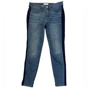 Madewell Blue Denim High-Rise Jeans with Navy Side Stripe